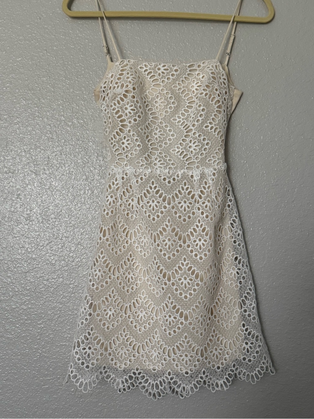 Lucy in the Sky White Lace overlay Mini Dress